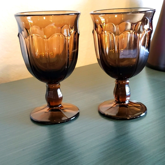 Vintage Noritake Provincial Brown Wine Glasses Tea Water Goblet Mid-Century - Picture 4 of 12